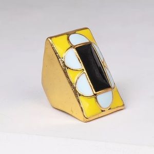 Boho Vintage Yellow Color Block Ring